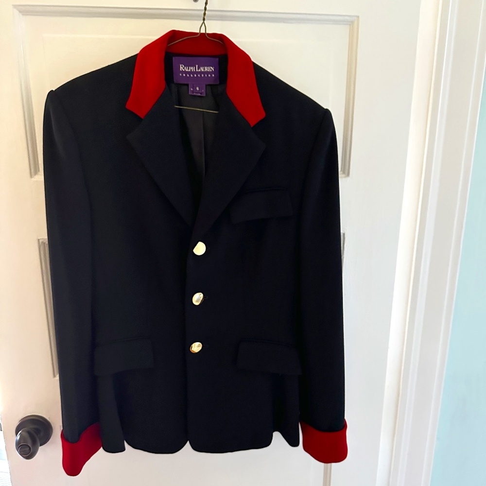 Vintage Black and Red Purple Label Ralph Lauren Wool Blazer, size 6